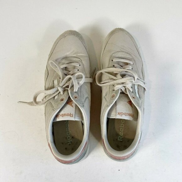 Reebok Womens Classic Nylon Slim Metallic Retro Sneaker Gray Pink 10 Low AQ9832 - Picture 5 of 10